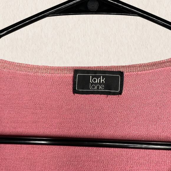 Lark Lane Pink Shimmer Knit Embellished Top Size M – Beaded Fairy Boho Y2K Glam - Picture 7 of 10